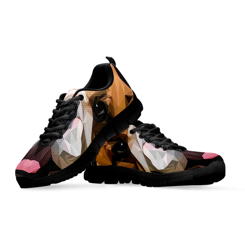 Geometric English Bulldog Print Black Sneakers