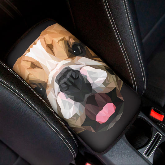 Geometric English Bulldog Print Car Center Console Cover