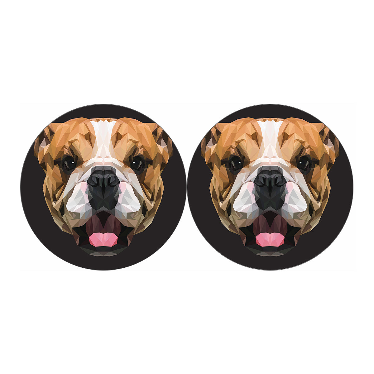 Geometric English Bulldog Print Car Coasters