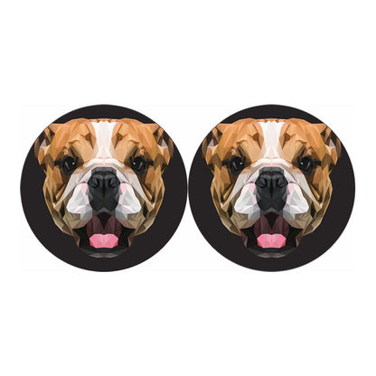 Geometric English Bulldog Print Car Coasters