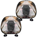 Geometric English Bulldog Print Car Headrest Covers
