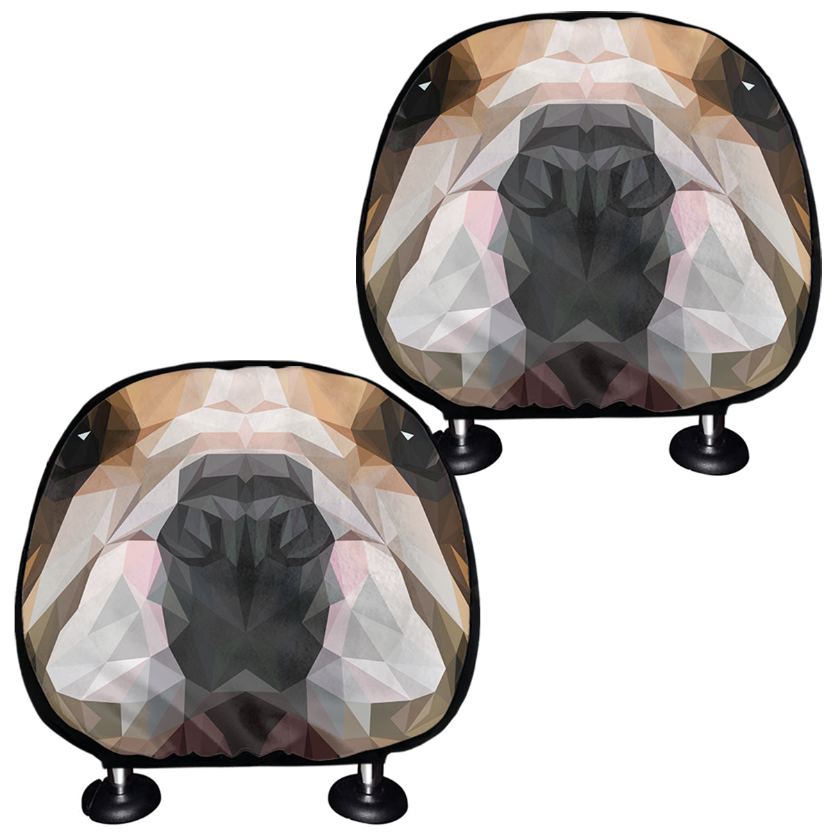 Geometric English Bulldog Print Car Headrest Covers