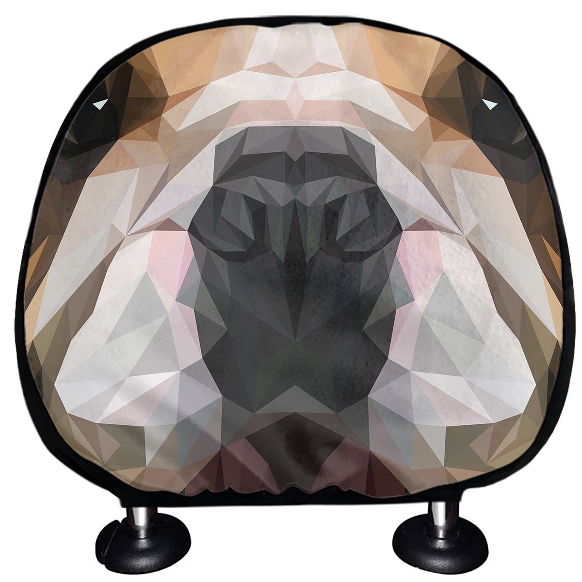 Geometric English Bulldog Print Car Headrest Covers