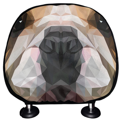 Geometric English Bulldog Print Car Headrest Covers