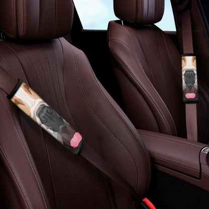 Geometric English Bulldog Print Car Seat Belt Covers