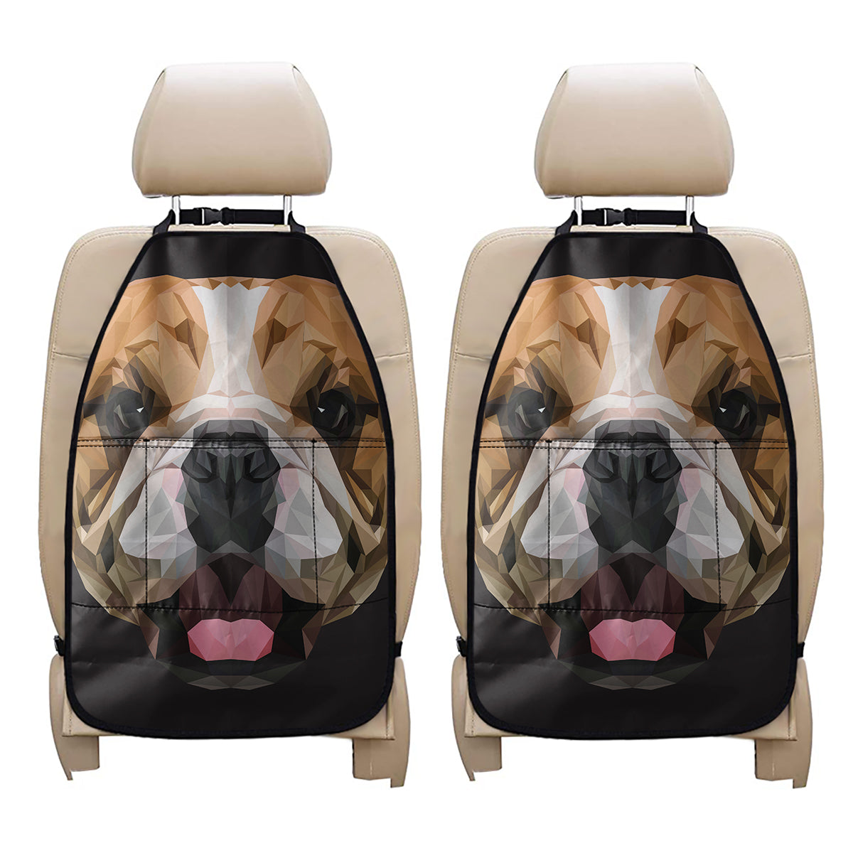 Geometric English Bulldog Print Car Seat Organizers