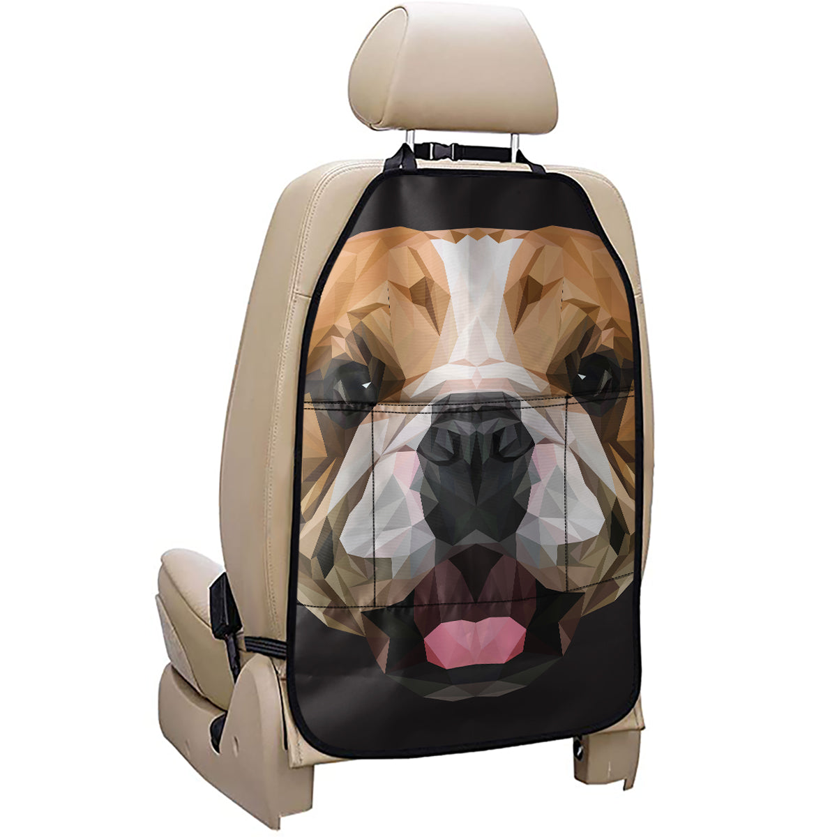 Geometric English Bulldog Print Car Seat Organizers