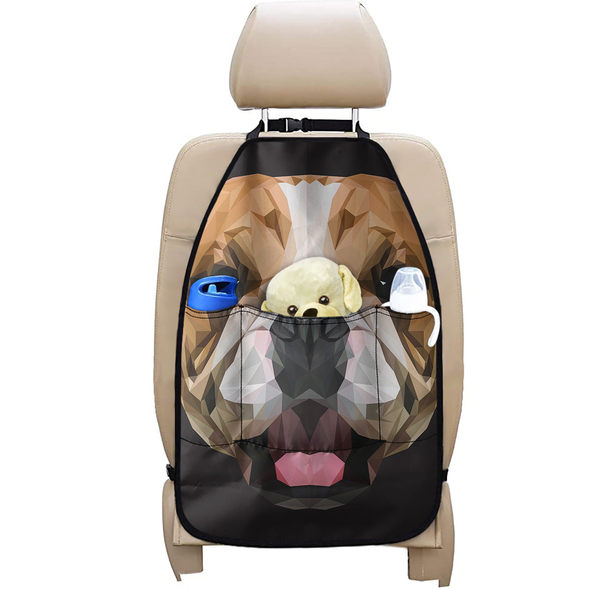 Geometric English Bulldog Print Car Seat Organizers