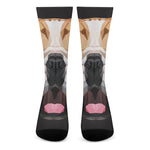 Geometric English Bulldog Print Crew Socks