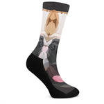 Geometric English Bulldog Print Crew Socks