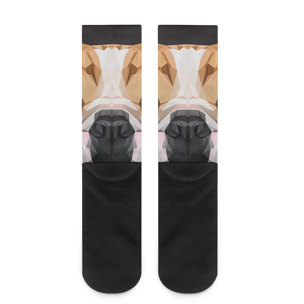 Geometric English Bulldog Print Crew Socks