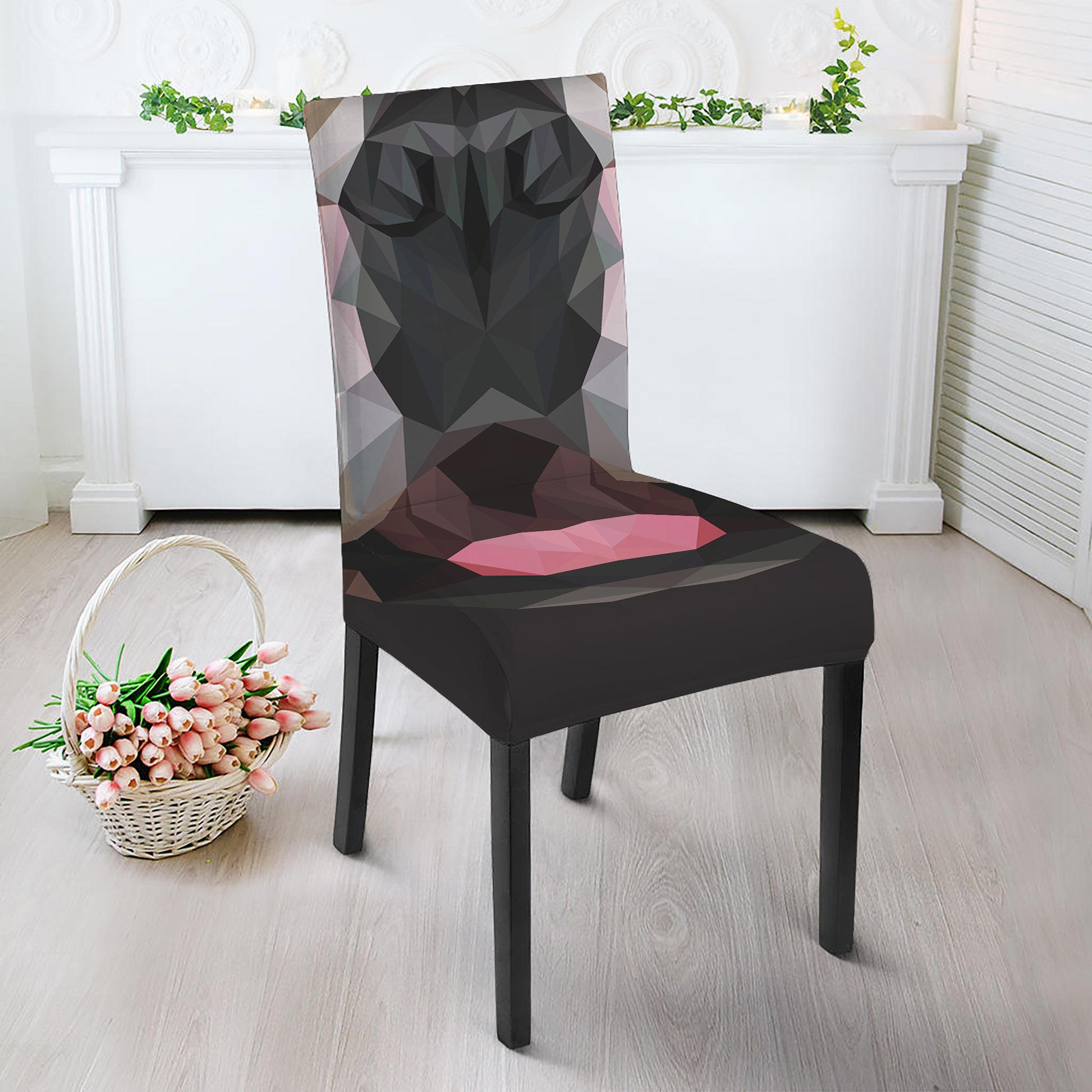 Geometric English Bulldog Print Dining Chair Slipcover