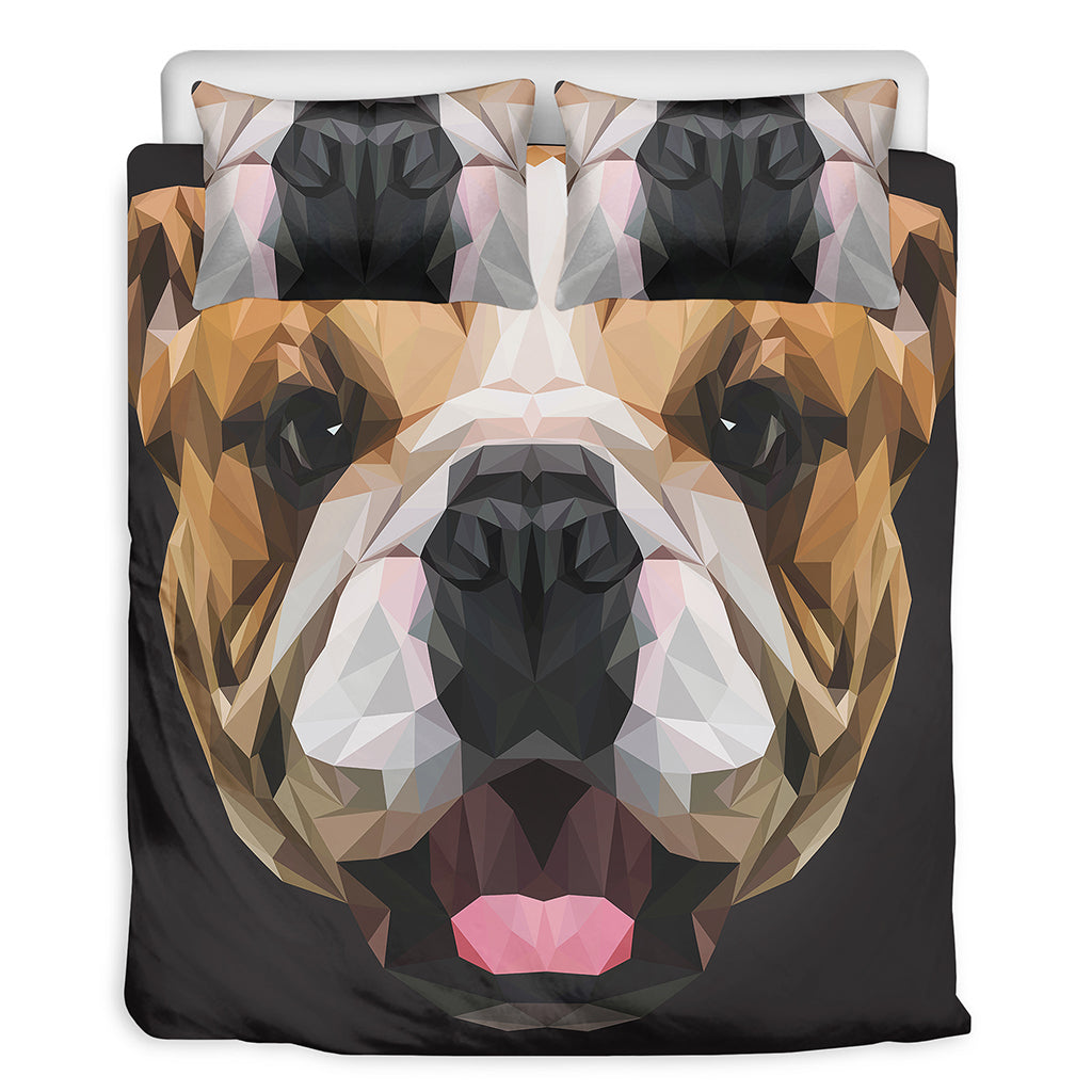 Geometric English Bulldog Print Duvet Cover Bedding Set