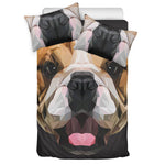 Geometric English Bulldog Print Duvet Cover Bedding Set