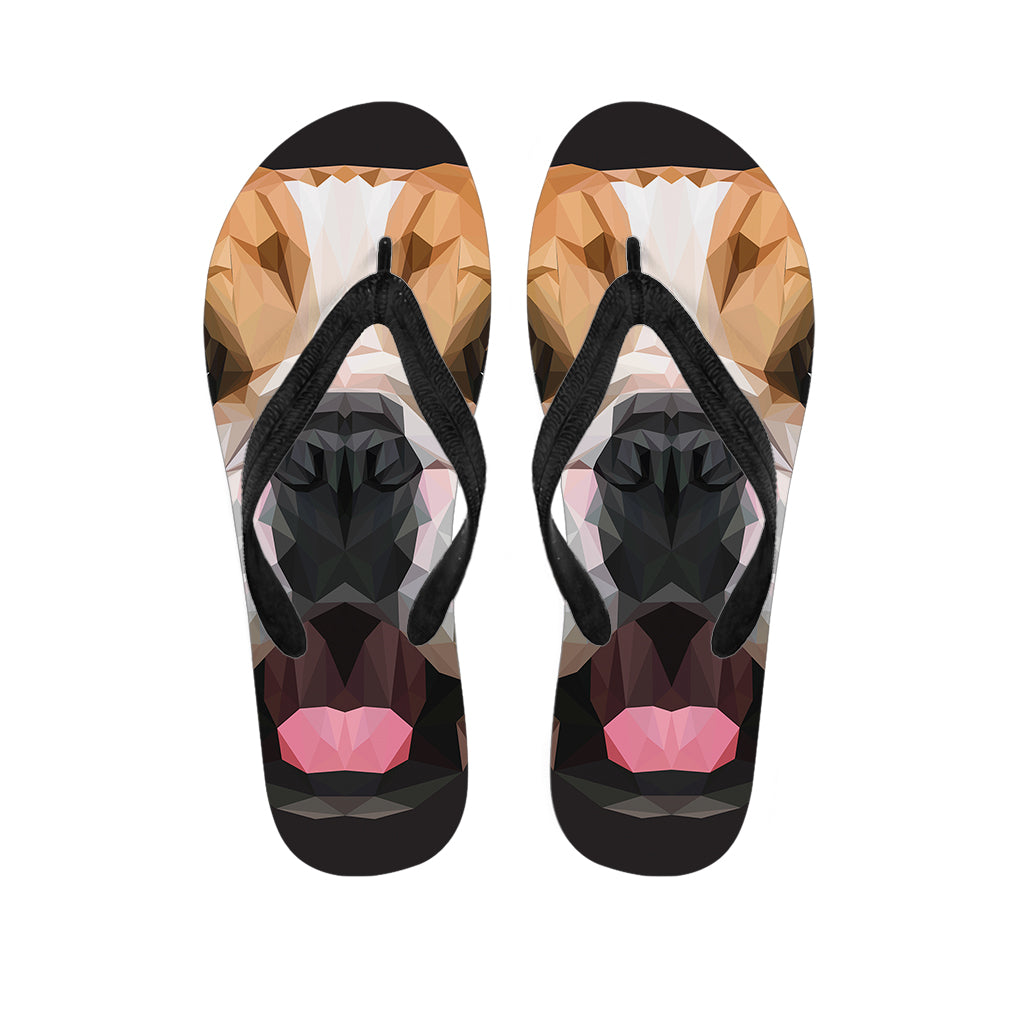 Geometric English Bulldog Print Flip Flops