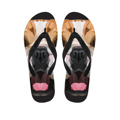 Geometric English Bulldog Print Flip Flops