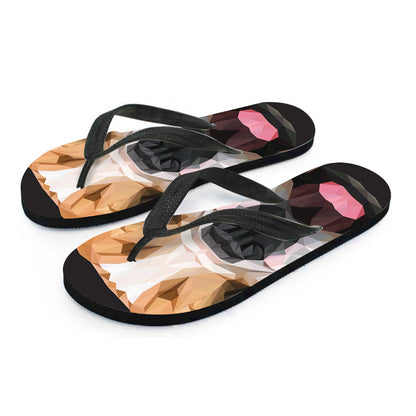 Geometric English Bulldog Print Flip Flops