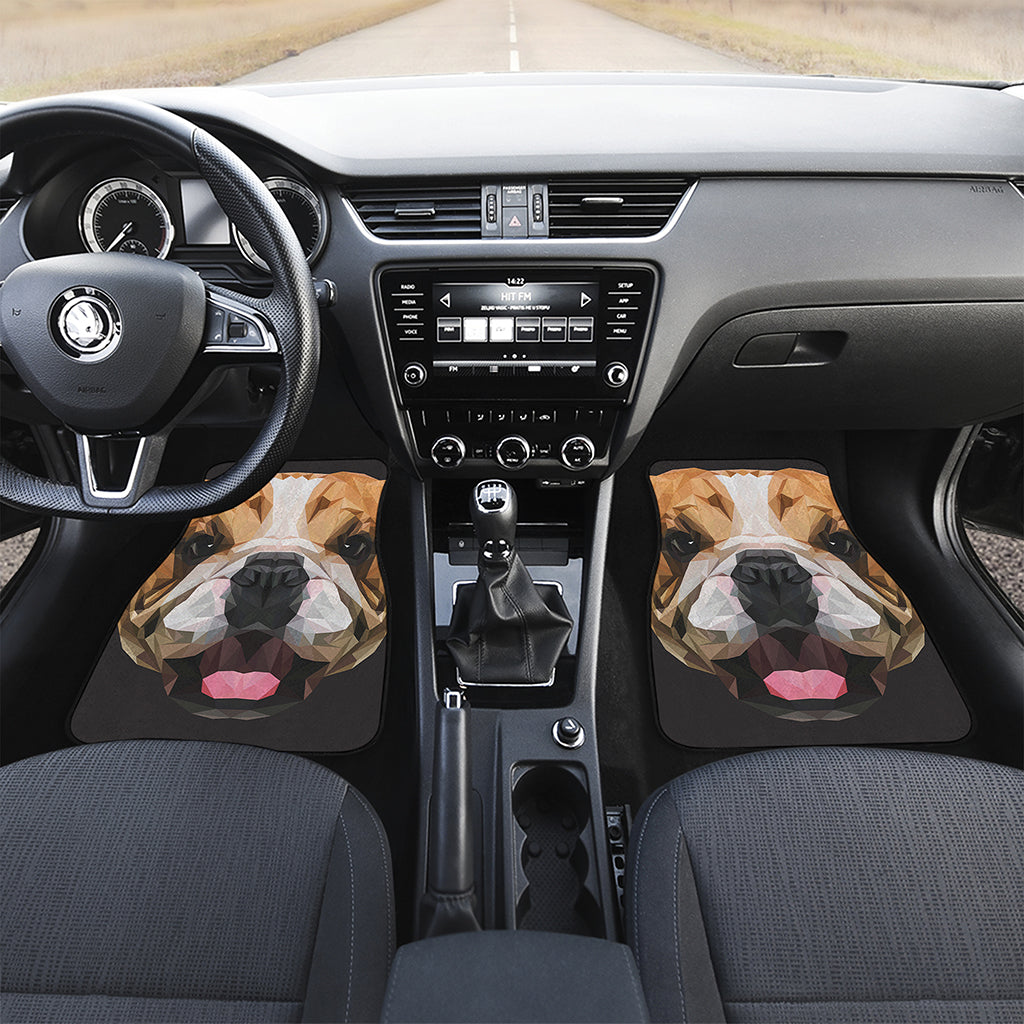 Geometric English Bulldog Print Front and Back Car Floor Mats