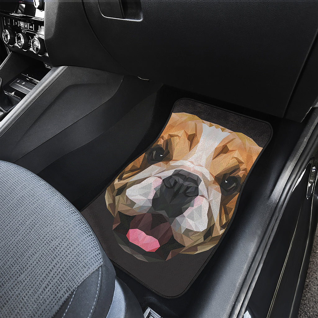 Geometric English Bulldog Print Front and Back Car Floor Mats