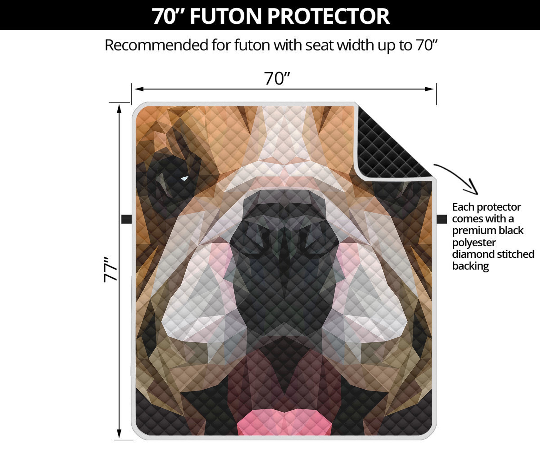 Geometric English Bulldog Print Futon Protector