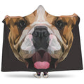 Geometric English Bulldog Print Hooded Blanket