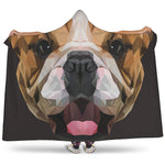Geometric English Bulldog Print Hooded Blanket
