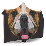 Geometric English Bulldog Print Hooded Blanket