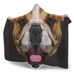 Geometric English Bulldog Print Hooded Blanket
