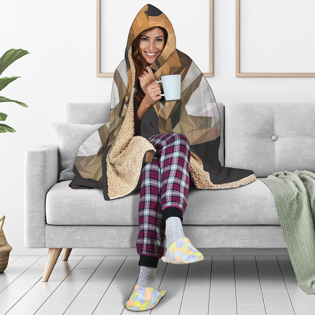 Geometric English Bulldog Print Hooded Blanket