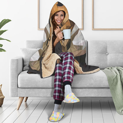 Geometric English Bulldog Print Hooded Blanket