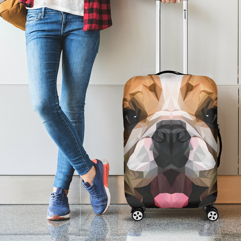 Geometric English Bulldog Print Luggage Cover
