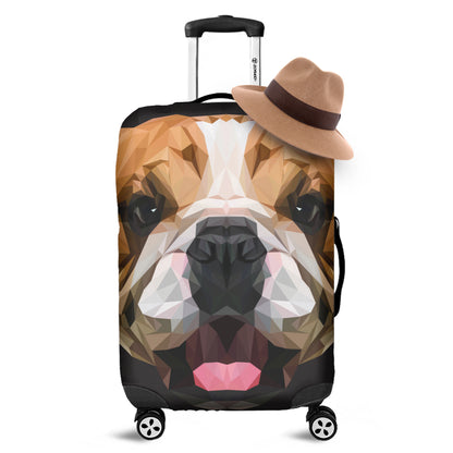Geometric English Bulldog Print Luggage Cover
