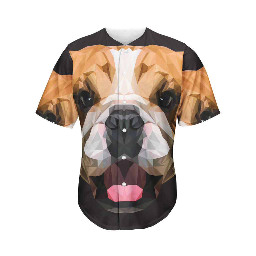 Geometric English Bulldog Print Men's Baseball Jersey