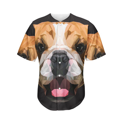 Geometric English Bulldog Print Men's Baseball Jersey