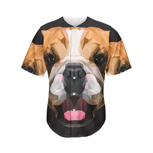 Geometric English Bulldog Print Men's Baseball Jersey