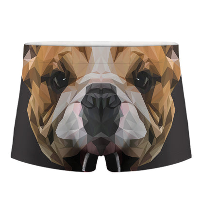 Geometric English Bulldog Print Men's Boxer Briefs