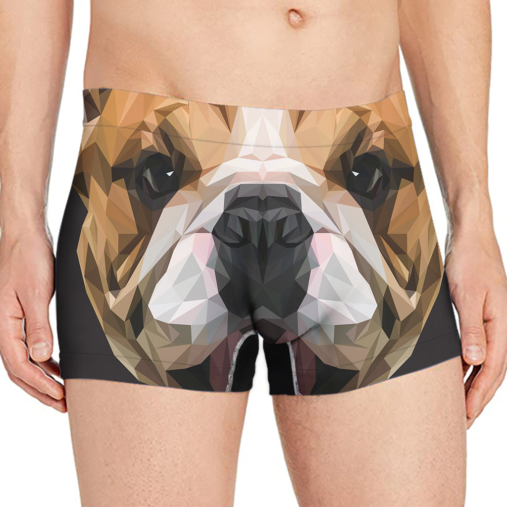 Geometric English Bulldog Print Men's Boxer Briefs