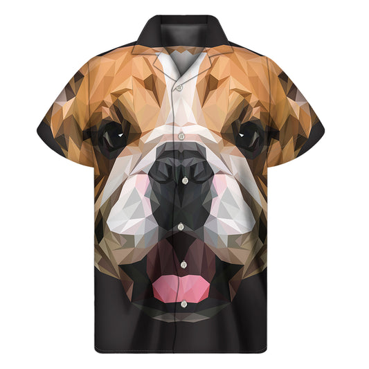 Geometric English Bulldog Print Men's Short Sleeve Shirt
