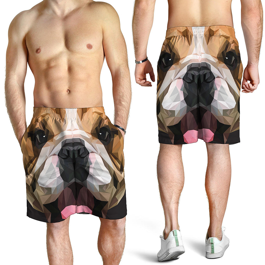 Geometric English Bulldog Print Men's Shorts