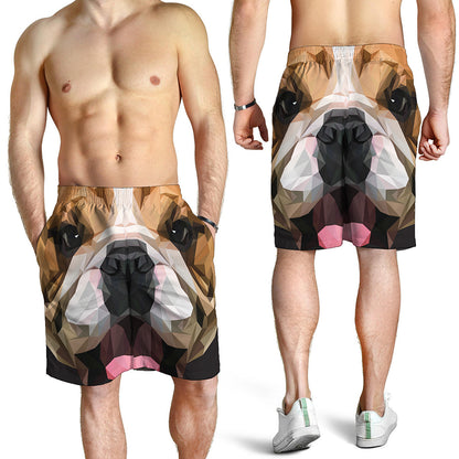 Geometric English Bulldog Print Men's Shorts