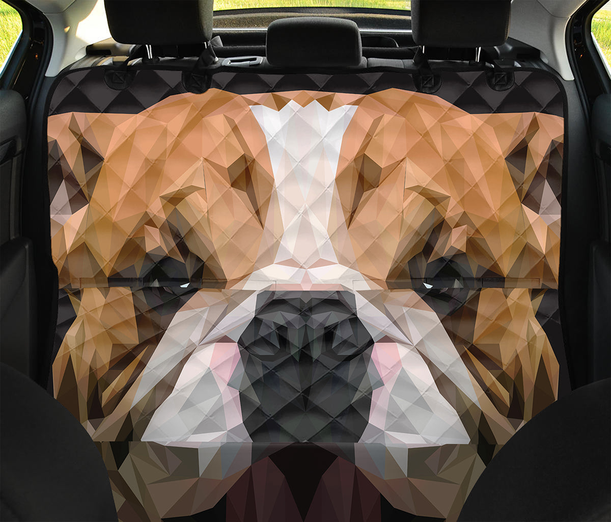 Geometric English Bulldog Print Pet Car Back Seat Cover