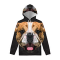 Geometric English Bulldog Print Pullover Hoodie