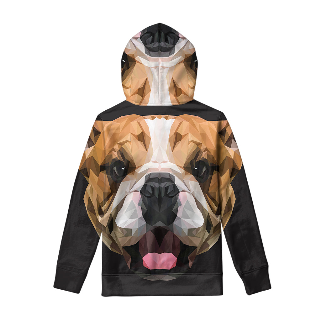 Geometric English Bulldog Print Pullover Hoodie