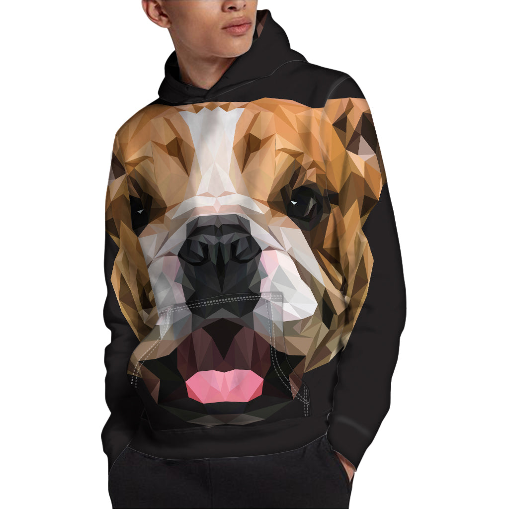 Geometric English Bulldog Print Pullover Hoodie