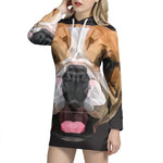 Geometric English Bulldog Print Pullover Hoodie Dress