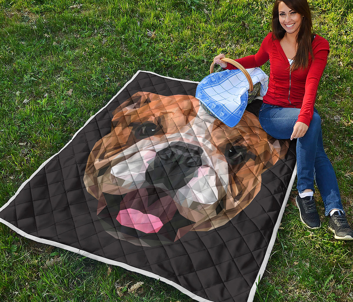 Geometric English Bulldog Print Quilt