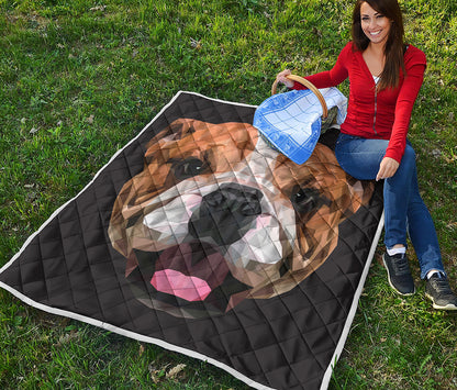 Geometric English Bulldog Print Quilt