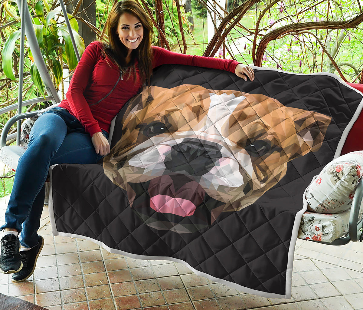 Geometric English Bulldog Print Quilt