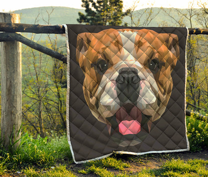 Geometric English Bulldog Print Quilt