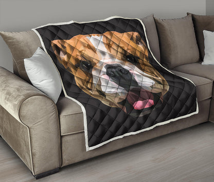 Geometric English Bulldog Print Quilt